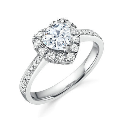 Messing Creative Heart Shape Clear CZ 925 Sterling Silver Eternity Band Rings Voor Vrouwen Sieraden