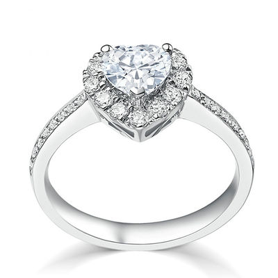 Messing Creative Heart Shape Clear CZ 925 Sterling Silver Eternity Band Rings Voor Vrouwen Sieraden