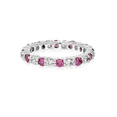 925 Zilveren Eternity Band Ring met Rose Gold Plating en Birthstone CZ Stones Optie