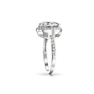 925 Sterling zilver 10mm Wit CZ Solitaire Verlovingsring met hoofdsteen maat 10mm