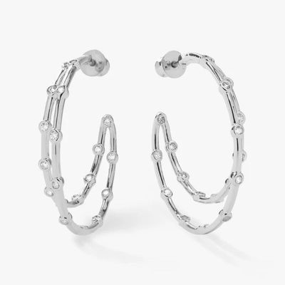 Witte kubische Zirconia Hoop oorbellen Bezel Set Twin Hoop oorbellen 18K goud