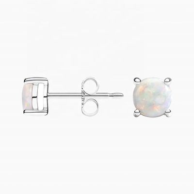 18k goud 6mm solitaire opaal stud oorbellen voor vrouwen en meisjes fijne sieraden