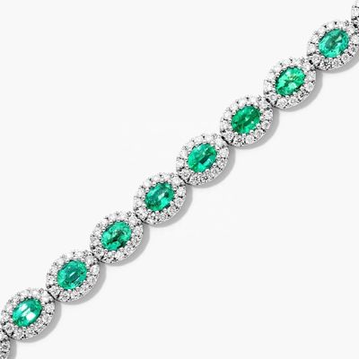 5.7mm Breedte Zircon Tennis Armband Oval Smaragd Wit 14K Goud Armband Vrouwen