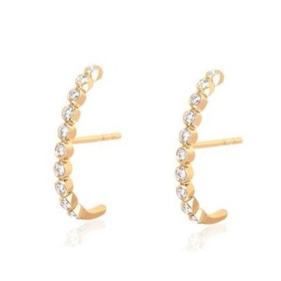 18K goud geplatte bezel setting witte kubische zircon stud oorbellen voor vrouwen