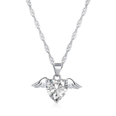 S925 Sterling zilver Liefdesvleugels Halsketting Vrouwen Hart Zircon Schouderbeen Ketting Sieraden