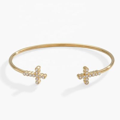 925 14K Goud Kruis Armband Armband Met Pave Crystal Zircon Voor Vrouwen