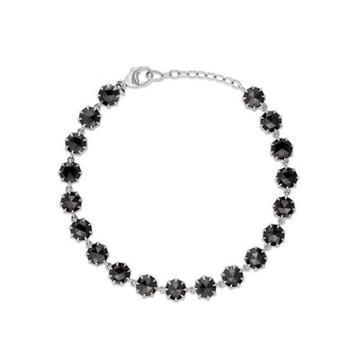 Thorn CZ Diamant Tennis Armband Rhodium Plated Zwarte Edelsteen Armband