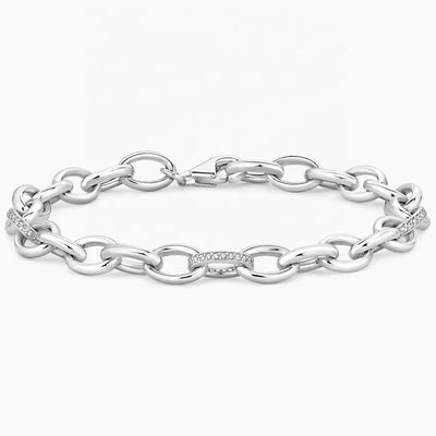 Chic Style Micro Insert Inlay Technologie 925 Sterling zilver Witgoud Link Armband