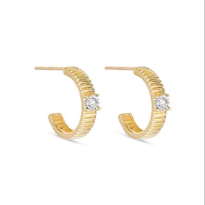 Dames Cubic Zirconia Diamant Hoop Ohrringe Messing Ronde Briljante Snijding