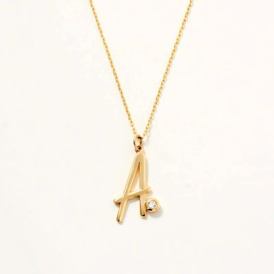 Bezel Set Wit CZ Initiële Hanger Unisex 925 Sterling Zilver Gepersonaliseerde Ketting
