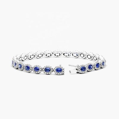 5.7mm Breedte Zircon Tennis Armband Oval Smaragd Wit 14K Goud Armband Vrouwen