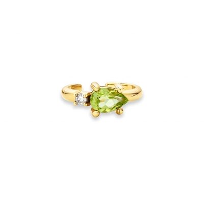 18K goud geplatte 925 Sterling zilver trendy design Peer Cut Peridot CZ manchet oorbellen