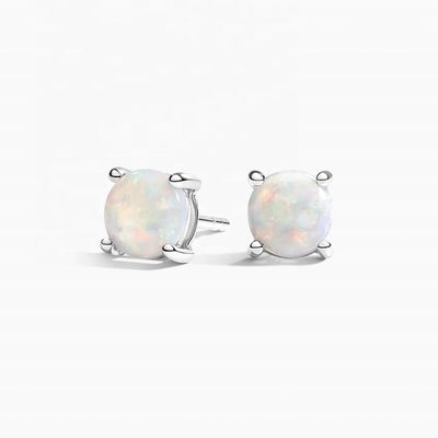 18k goud 6mm solitaire opaal stud oorbellen voor vrouwen en meisjes fijne sieraden