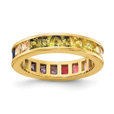 Kleurrijke Cubic Zircon Eternity trouwring band voor vrouwen 925 zilver Eco-vriendelijk