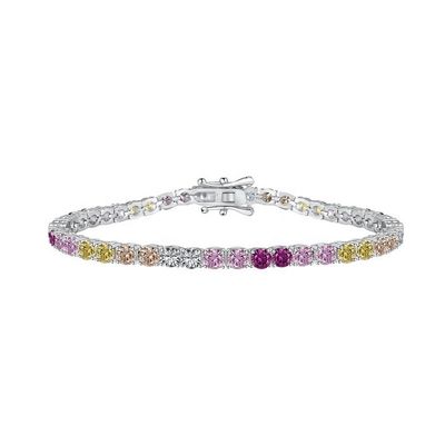 Gepersonaliseerde stijl Regenboog Zircon Inzet 925 Sterling Zilveren Tennis Armband Voor Vrouwen