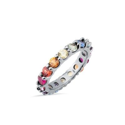 Unieke prong kleurrijke kubische zircon accessoires vrouwen 925 sterling zilver eeuwigheid band ring