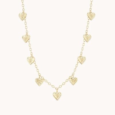 Modieus 14K verguld mode multi hartvormig charme vrouwen messing halsketting