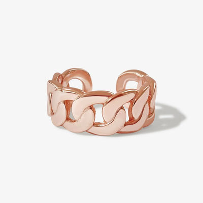 S925 Zilveren fijne sieraden 14K Geel goud Chunky keten Open Ring