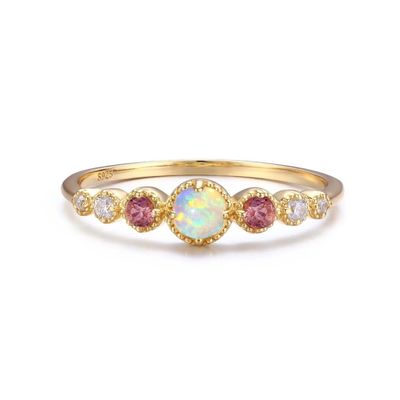 Opal en rubijn CZ 925 Sterling zilver opstapelen Vrouwenringen Meisjes Juwelen