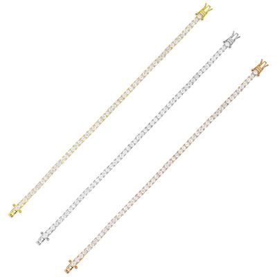 Hot Item 925 Sterling Zilver Plating Goud 3mm Cubic Zirconia Tennis Armband Voor Vrouwen