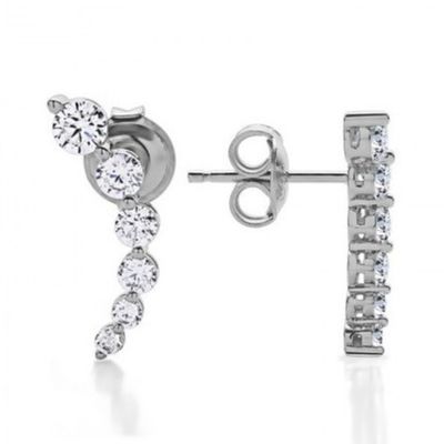 Handgemaakte Witte Kubische Zircon Crawler 925 Sterling Zilveren Oornappen Rozengoud