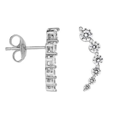 Handgemaakte Witte Kubische Zircon Crawler 925 Sterling Zilveren Oornappen Rozengoud