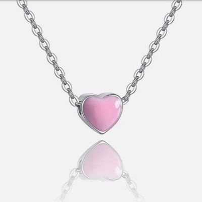 Rhodium geplatte kleine roze hart Valentijnsdag Vrouwen 925 Sterling zilveren hangers