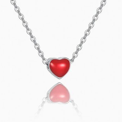 Rhodium geplatte kleine roze hart Valentijnsdag Vrouwen 925 Sterling zilveren hangers