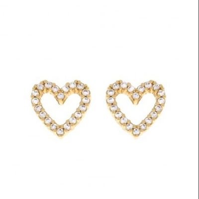 Messing/koper/925 Sterling zilver hart stud oorbellen met full pave CZ hart grootte 8mm