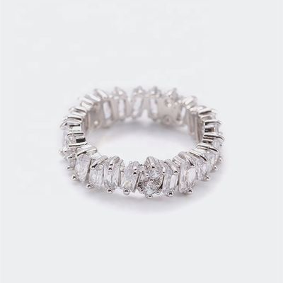 Zilveren juwelen voor vrouwen Wit diamant Zircon eeuwigheid ringen met inlegtechnologie