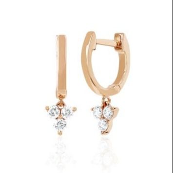 14K Gold Blossom Mini Huggie Diamond Trio Drop Oornappen Zilveren sieraden Hoofdmateriaal