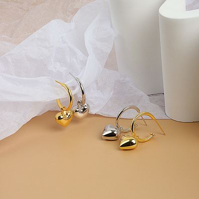 925 Sterling Silver Heart Shape Women Girl Hoop Earrings Braziliaanse vergulde sieraden