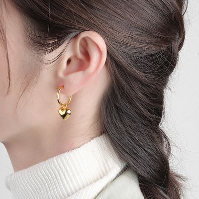 925 Sterling Silver Heart Shape Women Girl Hoop Earrings Braziliaanse vergulde sieraden