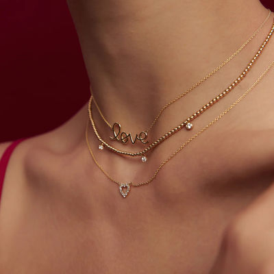 Solid 925 Sterling zilver 14K goud geplatte Liefdes hanger halsketting voor vrouwen Valentijnsdag cadeau