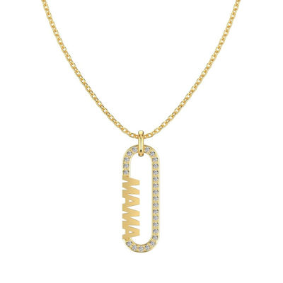 18k goud mama paperclip hanger halsketting in 925 sterling zilver