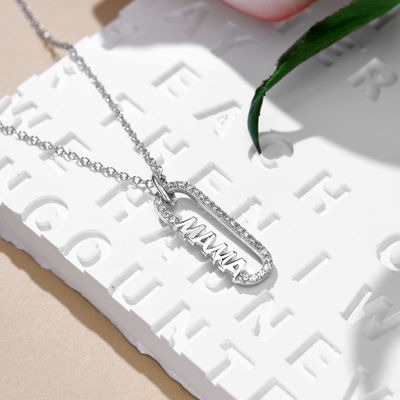 18k goud mama paperclip hanger halsketting in 925 sterling zilver