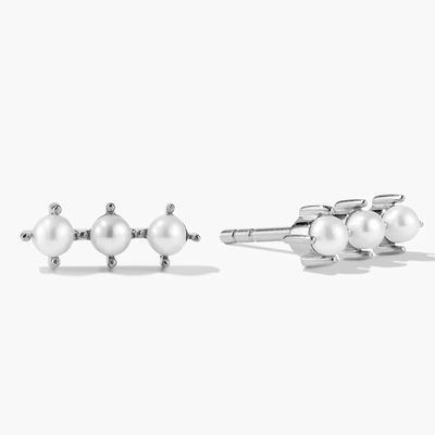 18K goud geplatte parel stud oorbellen Sterling zilver met aangepast logo