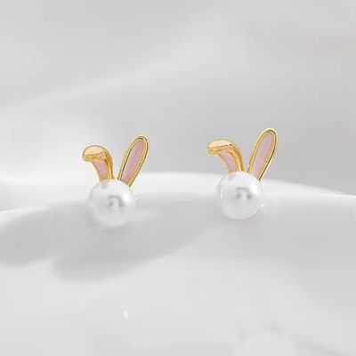 Paashaas Perlen oorbellen fijne Zircon studs konijn wortel schattig juwelen cadeautjes