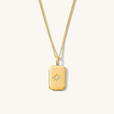 Rechthoekige Kleine Ster 925 Sterling Zilver Vergulde Ketting Voor Kinderen