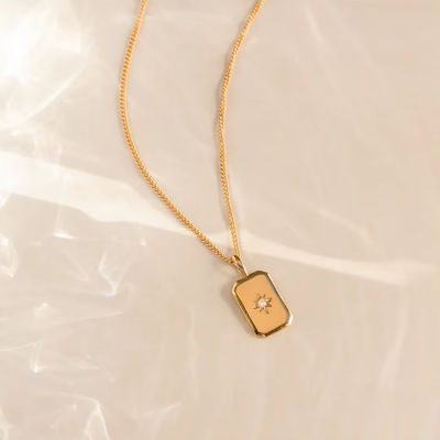 Rechthoekige Kleine Ster 925 Sterling Zilver Vergulde Ketting Voor Kinderen