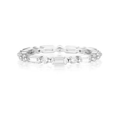 18K goud eenvoudig modern rechthoekig wit CZ 925 Sterling zilver Vrouwen eeuwige ring feest cadeau