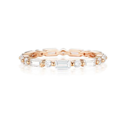 18K goud eenvoudig modern rechthoekig wit CZ 925 Sterling zilver Vrouwen eeuwige ring feest cadeau