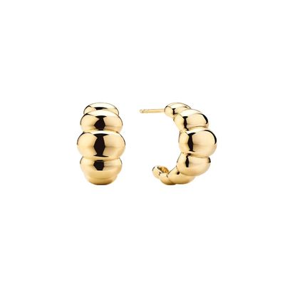 18K Gold Rhodium Plated Crescent Stud Ohrringe    Elegant Dome Hoop Ohrringe voor Vrouwen, Perfect voor alledaagse & Party