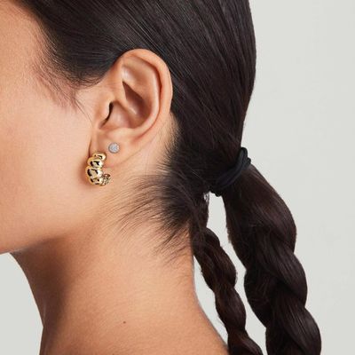 18K Gold Rhodium Plated Crescent Stud Ohrringe    Elegant Dome Hoop Ohrringe voor Vrouwen, Perfect voor alledaagse & Party