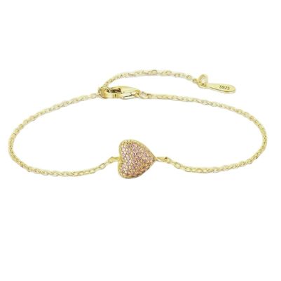 925 Sterling Zilveren Hart Armband met Zirkonia voor Vrouwen