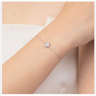 925 Sterling Zilveren Hart Armband met Zirkonia voor Vrouwen