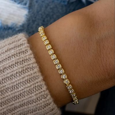 3mm Zirconia Tennisarmband 925 Zilver 14K Goud Verguld Unisex Sieraden