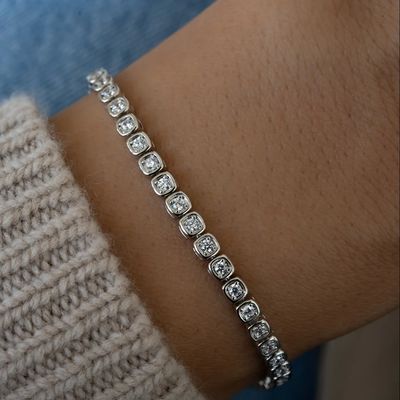 3mm Zirconia Tennisarmband 925 Zilver 14K Goud Verguld Unisex Sieraden