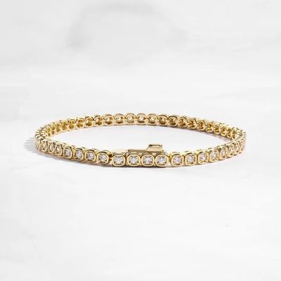 3mm Zirconia Tennisarmband 925 Zilver 14K Goud Verguld Unisex Sieraden