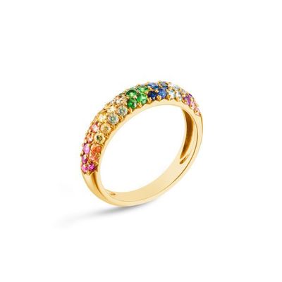 18K Goud Verguld Regenboog Zirkoon 925 Sterling Zilver Cluster Ring